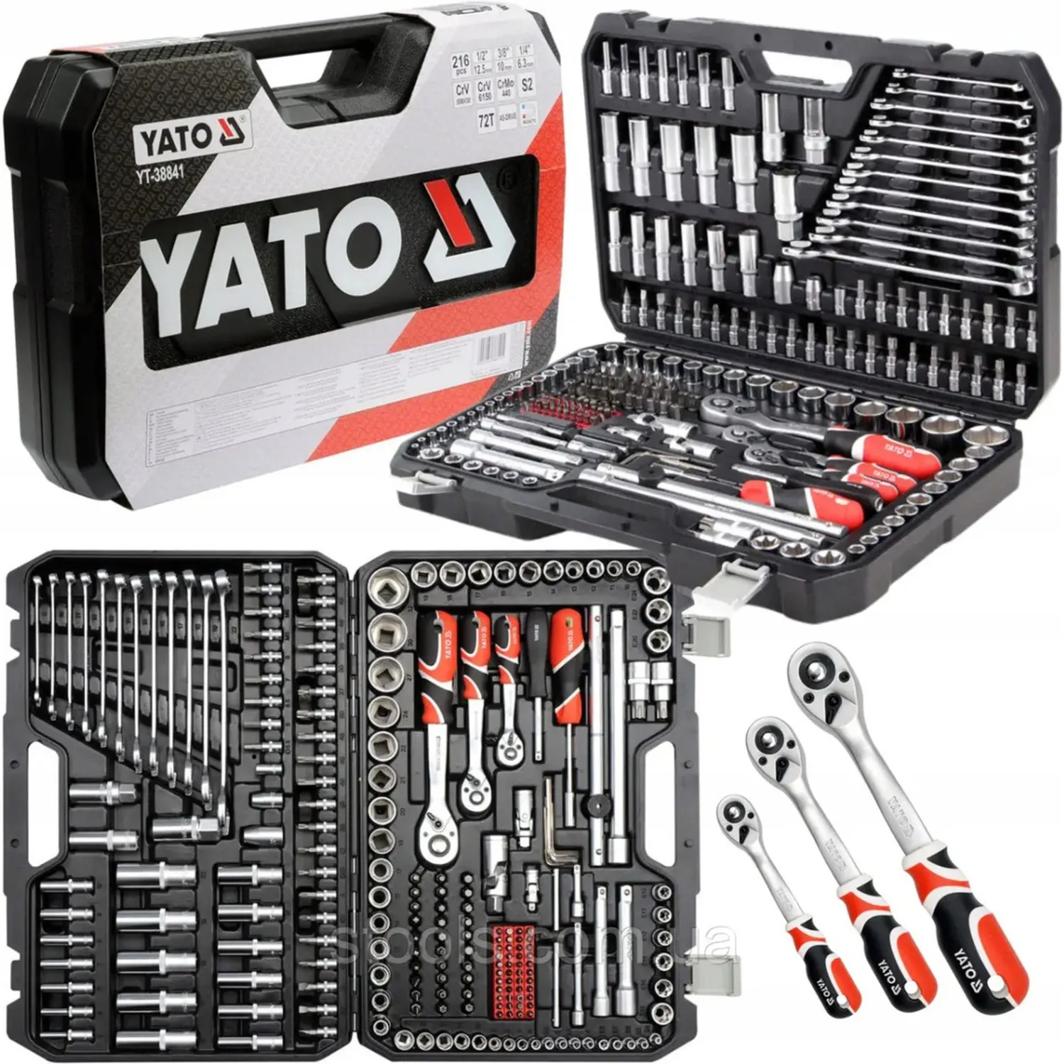 Set dados 216pcs Yato 1/4 -3/8 - 1/2 - Imagen 2