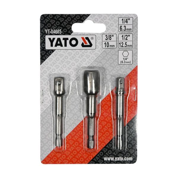 Adaptador de enchufe 3pcs hex 1-4, 3-8, 1-2 - yato - Imagen 2