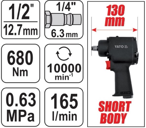Llave impacto mini 1/2 680nm - yato - Imagen 4