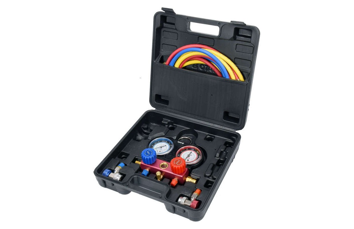 Kit Manómetro / Conjunto Medidor de Gases para Aire Acondicionado (6 piezas)