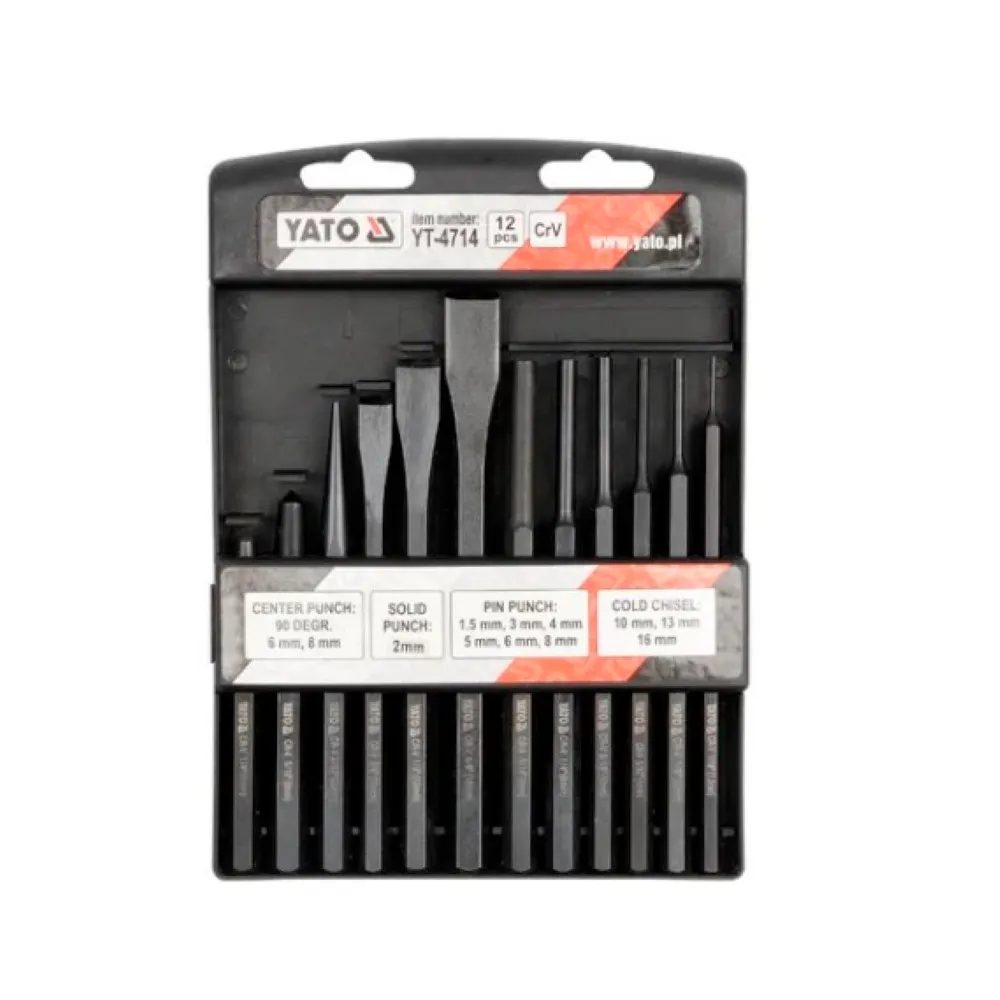 Set botador, cincel y punto centro 12pcs